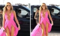 Amanda Holden, 54, Has Wardrobe Slip in Daring Pink Dress