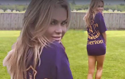 Amanda Holden Makes Jaws dropp as She Bares All in Everton Football Shirt