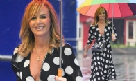 Amanda Holden's Stunning Polka Dot Look in Rainy London