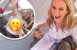Amanda Holden Takes a Tumble and Adds Playful Twist to Heart Radio Studio Session