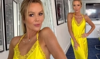 Amanda Holden turns heads in a yellow satin two-piece