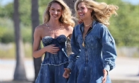 Candice Swanepoel and Kate Upton show off their smooth legs
