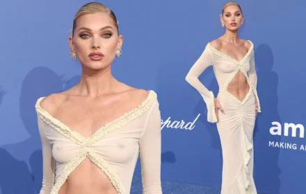 Elsa Hosk Stuns in Revealing Sheer Dress at amfAR Gala in Cannes
