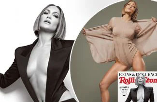 Jennifer Lopez turns heads as she  goes shirt free to display her chest in plunging tuxedo leotard 