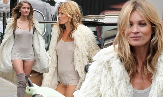 Kate Moss bares all on set of advert as her dress falls open 