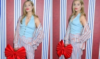 Laura Whitmore Stuns in Pinstripe Suit at VIP Store Event
