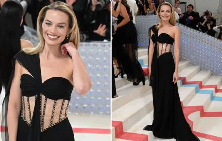 ''Margot Robbie Pays Tribute to Karl Lagerfeld at Met Gala in Vintage Chanel Gown''