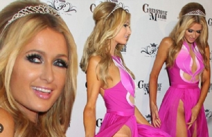 Paris Hilton Stuns in Pink Mini Dress at PFW's Valentino Show