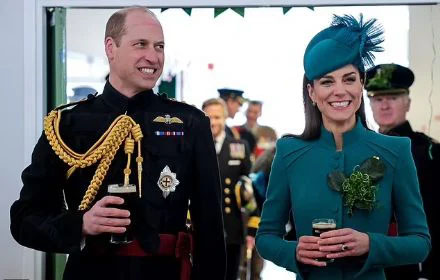 Prince and Princess of Wales sip on Guinness after praising each other in speeches at Kate's first St Patrick's Day Parade